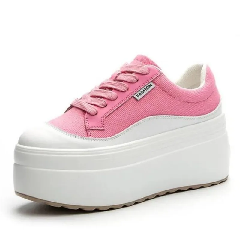 Sneakers Fashion Women - 8cm New Canvas Genuine Leather Women