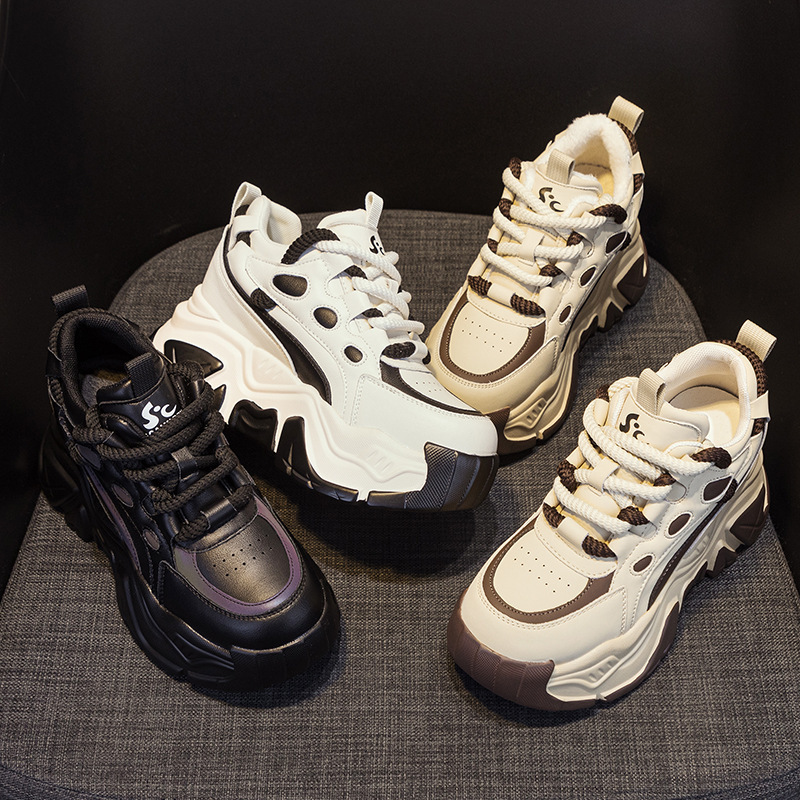 Sneakers Fashion Women - 2026New leather inner height-increasing shoes for