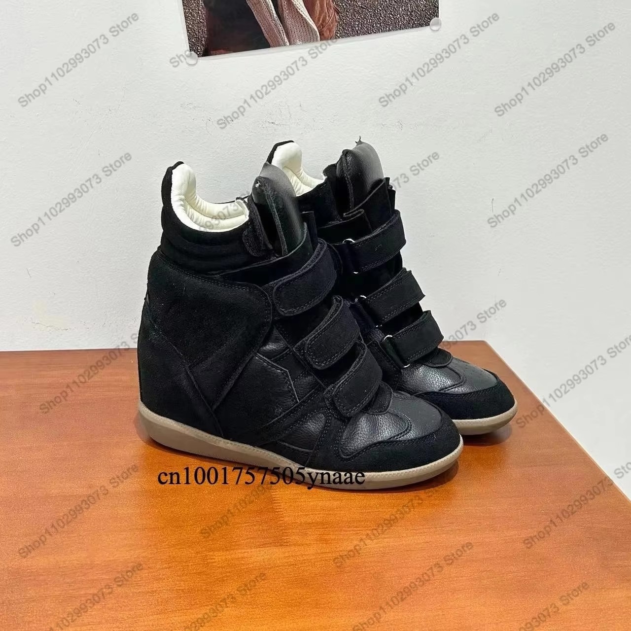Sneakers Fashion Women - Women Hidden Wedge Heel High‑Top Sneakers