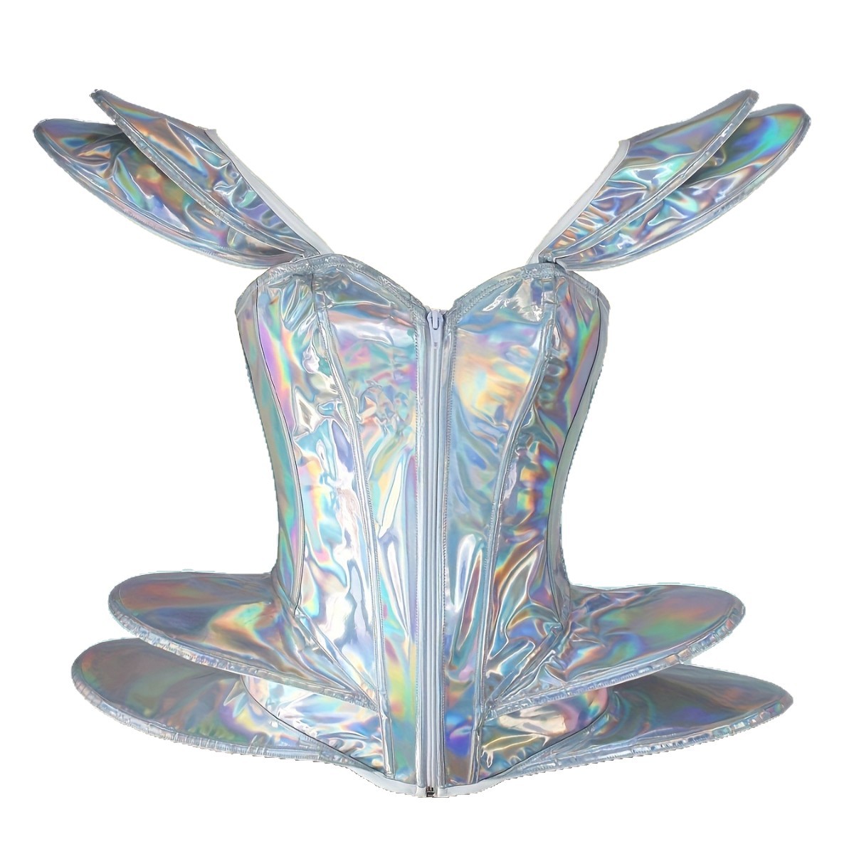 Shiny Laser Holographic Silver - Corset Top Boned review and price