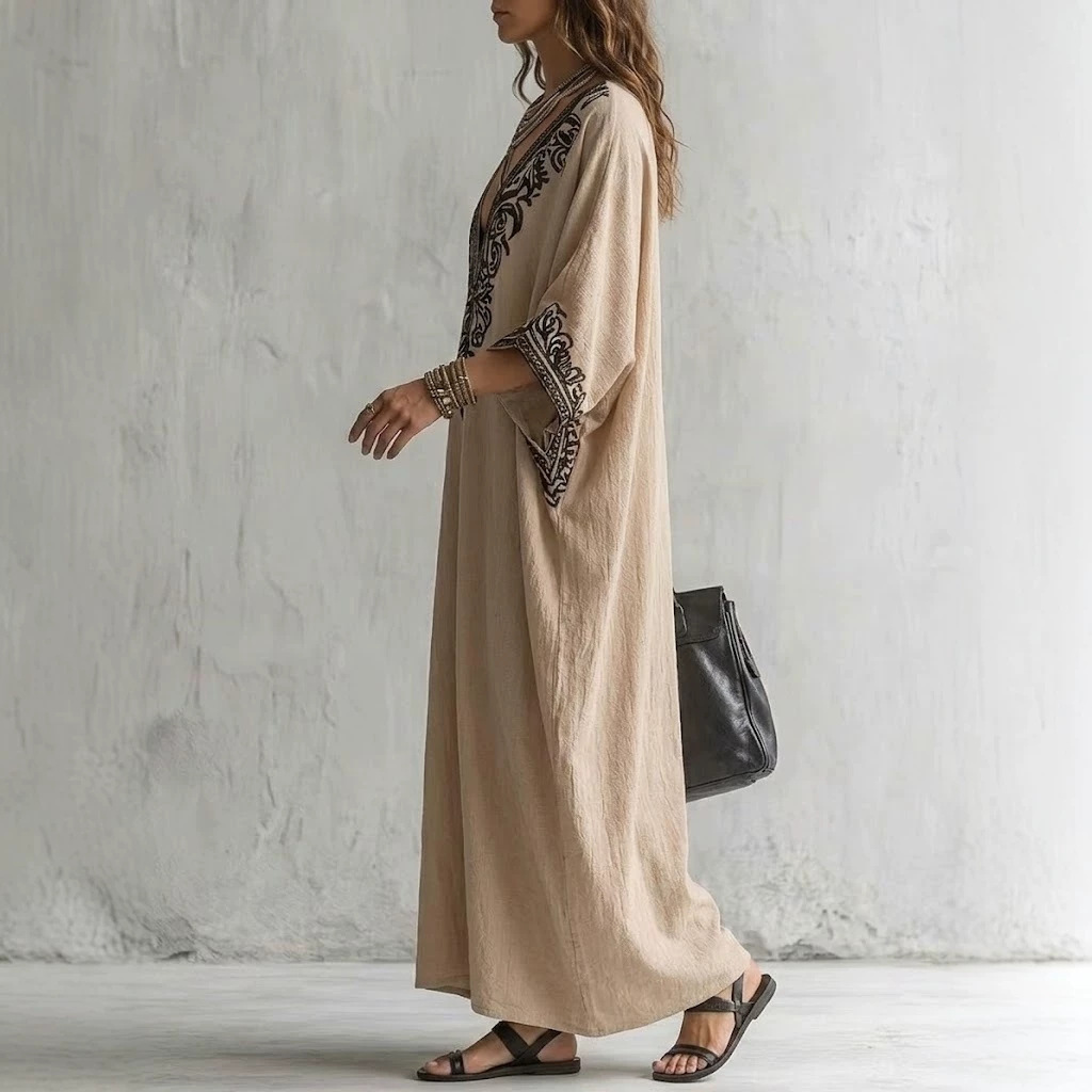 Women Boho Embroidered Kaftan  - Maxi Dress Boho review and price