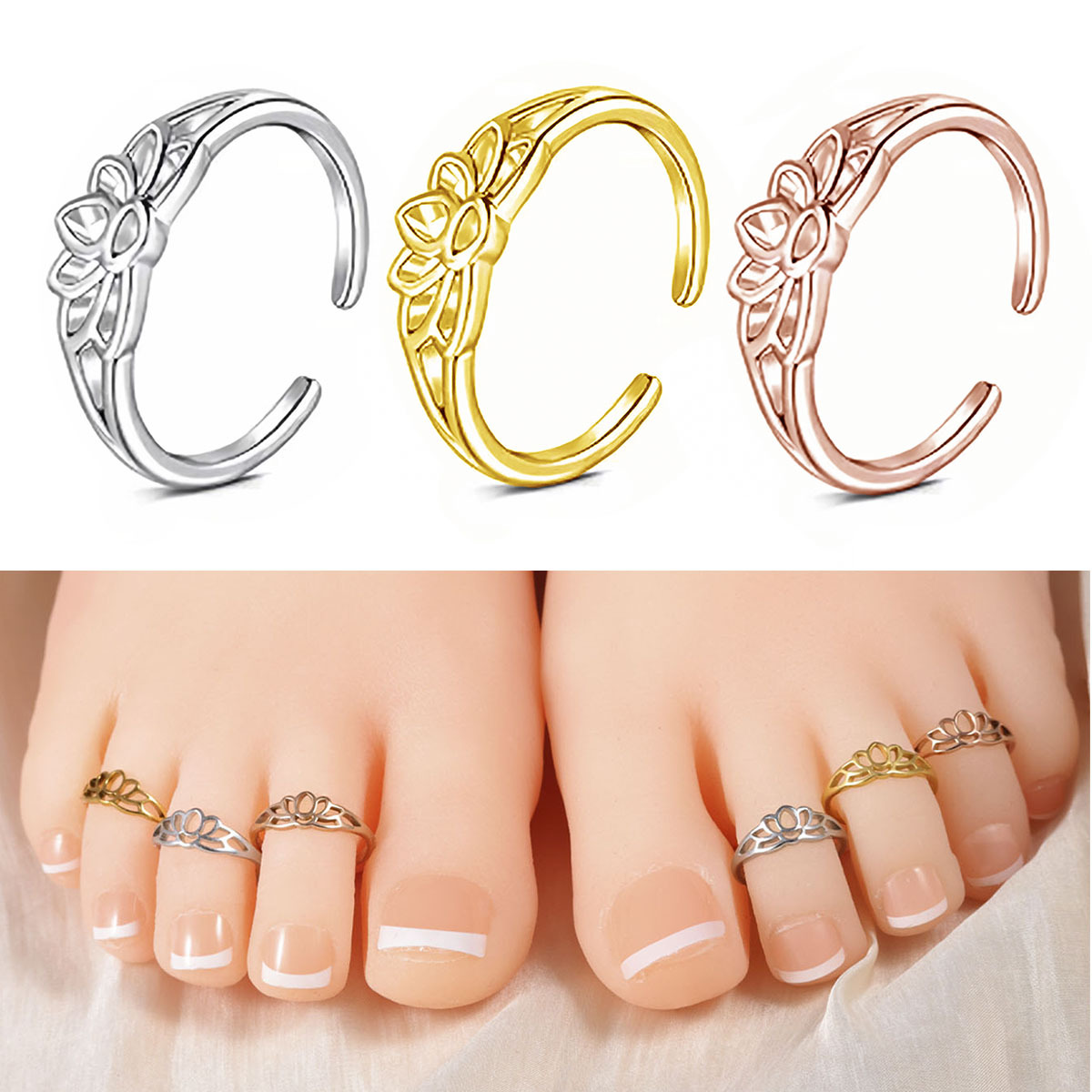 Stainless Steel Lotus Flower T - Women'S Fashion Rings Gold review and price