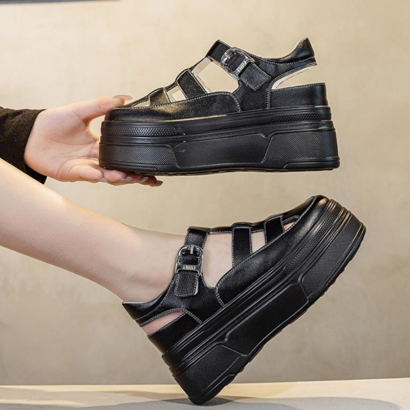 8.5cm Hollow Full Cow Genuine  - Sneakers Fashion Women review and price