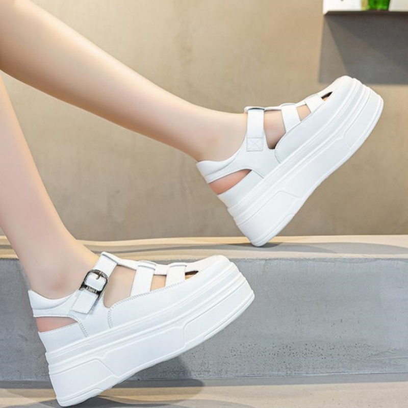 8.5cm Hollow Full Cow Genuine  - Sneakers Fashion Women review and price
