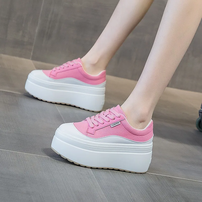 8cm New Canvas Genuine Leather - Sneakers Fashion Women review and price