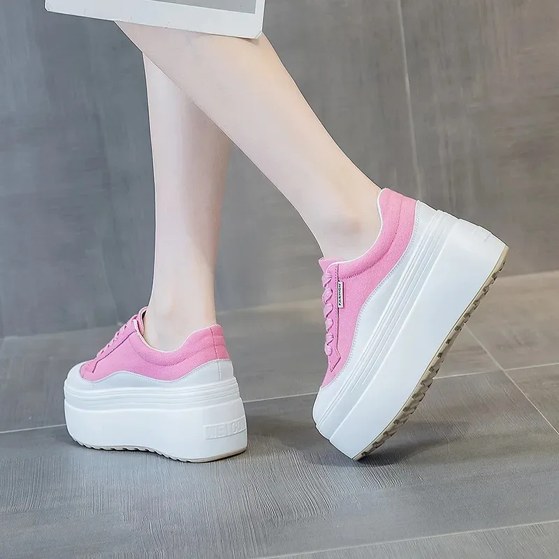 8cm New Canvas Genuine Leather - Sneakers Fashion Women review and price