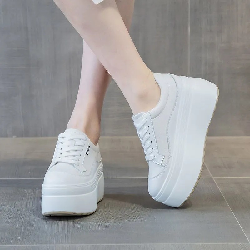 8cm New Canvas Genuine Leather - Sneakers Fashion Women review and price