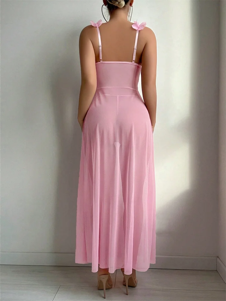Pink Floral Lace See Through N - Floral Summer Dress review and price
