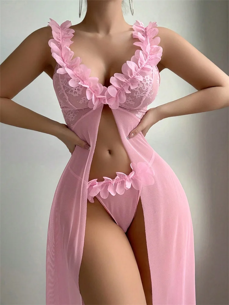 Pink Floral Lace See Through N - Floral Summer Dress review and price