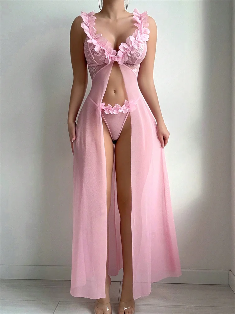 Pink Floral Lace See Through N - Floral Summer Dress review and price