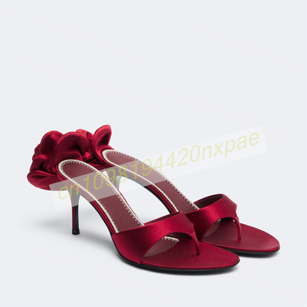 Women Red Satin Thong Mule San - Floral Summer Dress review and price