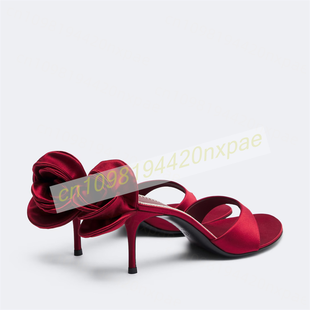 Women Red Satin Thong Mule San - Floral Summer Dress review and price