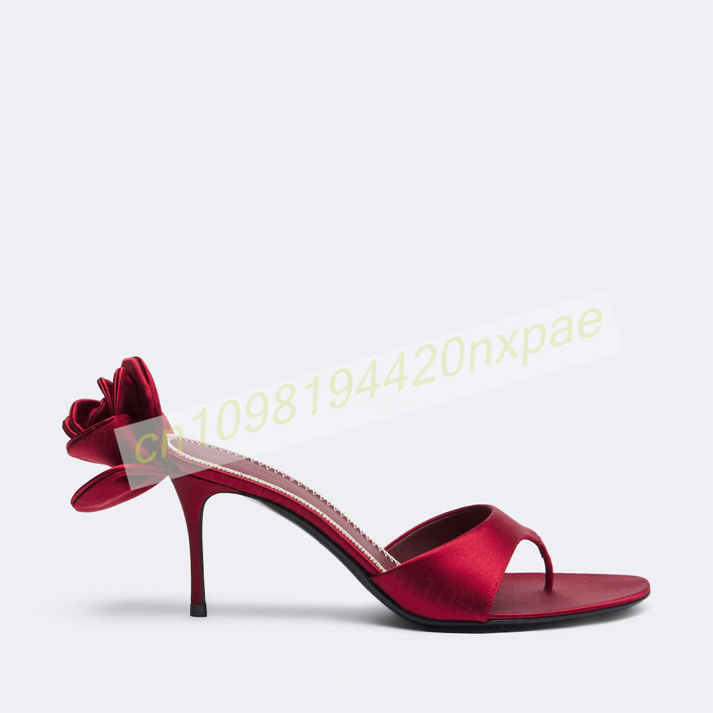 Women Red Satin Thong Mule San - Floral Summer Dress review and price