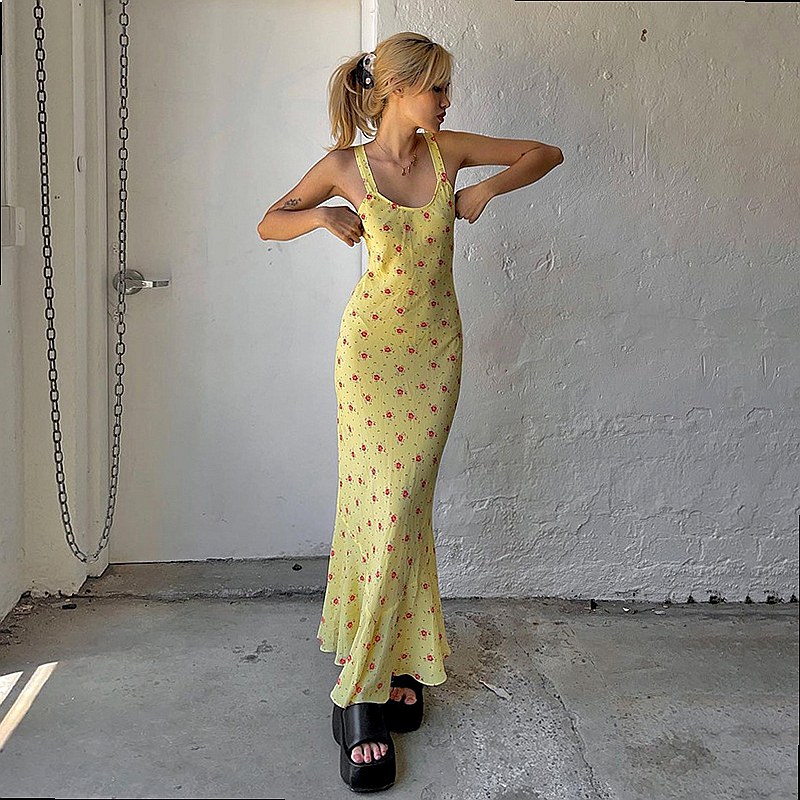 French Floral Print Long Maxi  - Maxi Dress Boho review and price