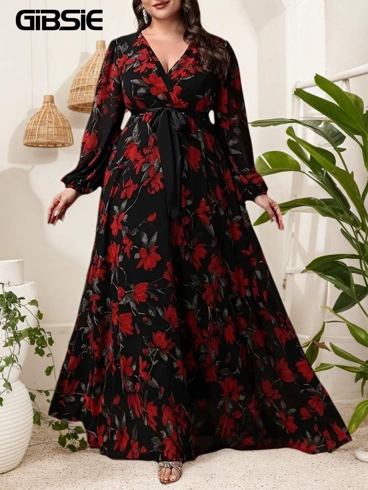 GIBSIE Plus Size Floral Print  - Maxi Dress Boho review and price