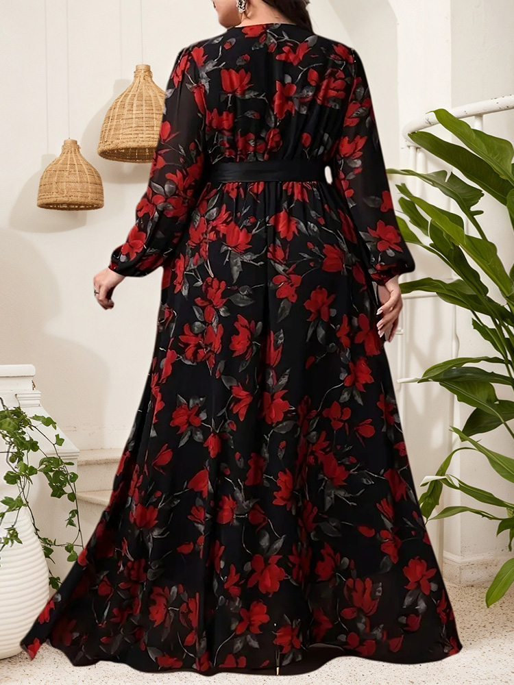 GIBSIE Plus Size Floral Print  - Maxi Dress Boho review and price
