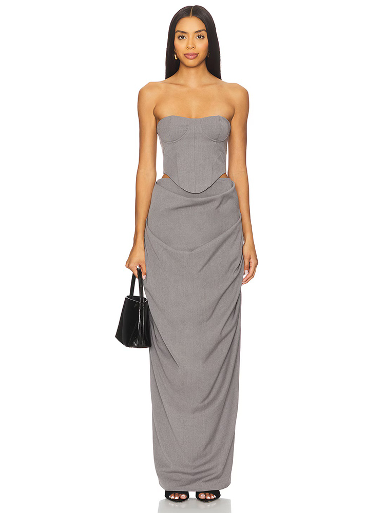Grey Off Shoulder Corset Ruche - Corset Top Boned review and price