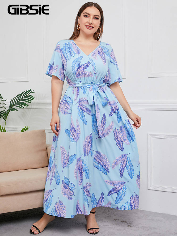 GIBSIE Plus Size V Neck Floral - Maxi Dress Boho review and price