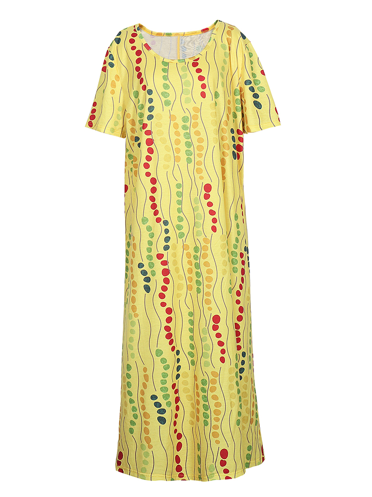 Plus Size Yellow Printed Midi  - Maxi Dress Boho review and price