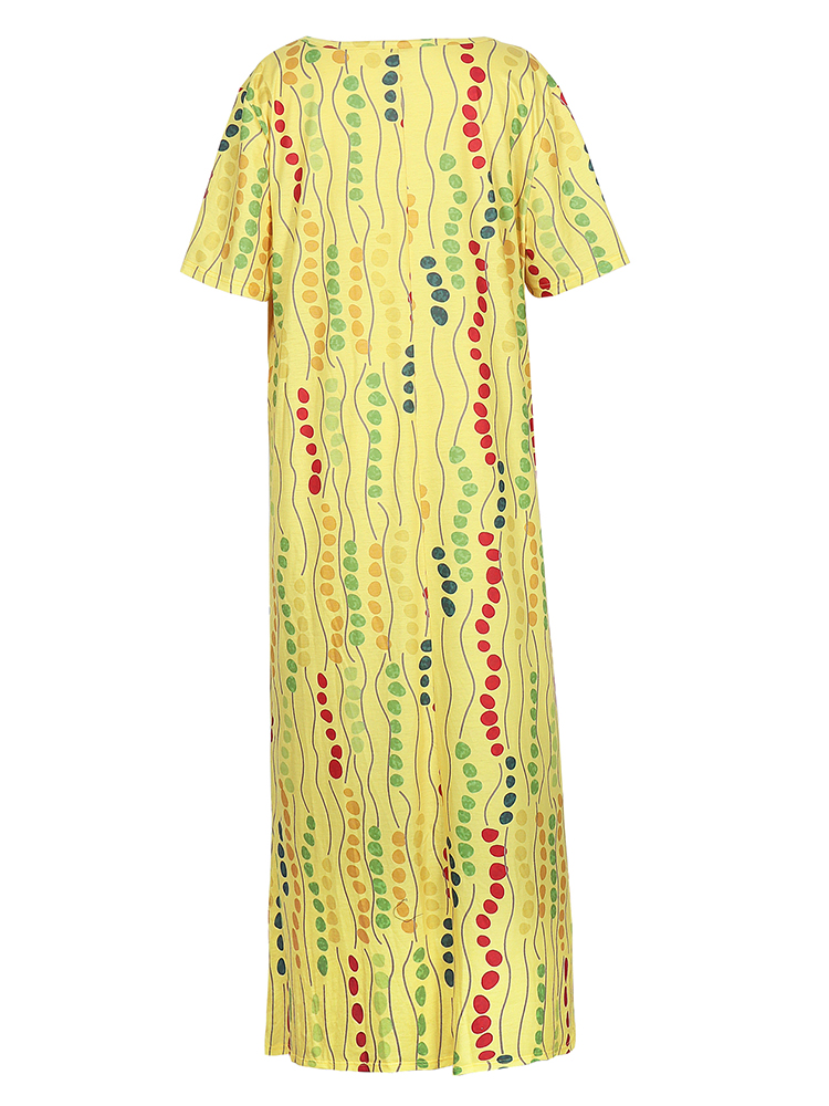 Plus Size Yellow Printed Midi  - Maxi Dress Boho review and price