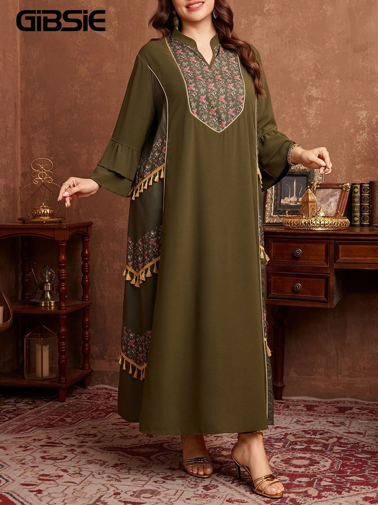 GIBSIE Plus Size Ethnic Style  - Maxi Dress Boho review and price