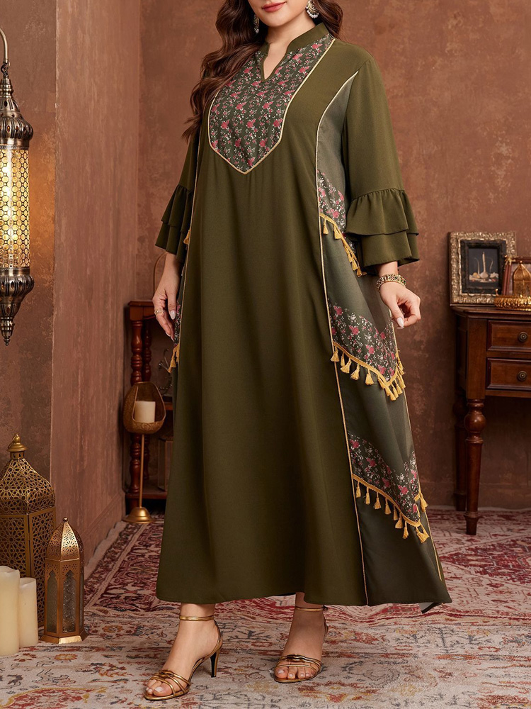 GIBSIE Plus Size Ethnic Style  - Maxi Dress Boho review and price